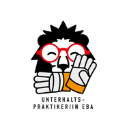Illustration eines stilisierten Tieres mit roten Brillen und Handschuhen.