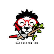 Illustration eines Löwen mit roter Brille, der einen Zweig schneidet.