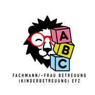 Illustration eines Löwen mit Brille und ABC-Würfeln.
