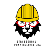 Illustration eines Löwenkopfs mit Bauhelm und Brille.