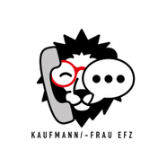 Grafik eines Löwenkopfs mit Brille und Sprechblase.