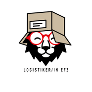 Grafik eines Löwenkopfes mit Brille und Pappkarton auf dem Kopf.
