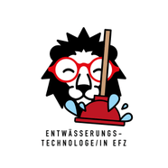 Cartoon-Löwe mit Brille und Pömpel.