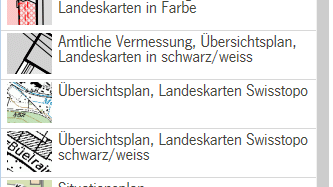 Benutzeroberfläche einer Kartenanwendung mit Suchfeld und Kartenliste.