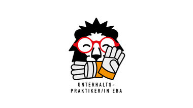 Illustration eines stilisierten Tieres mit roten Brillen und Handschuhen.