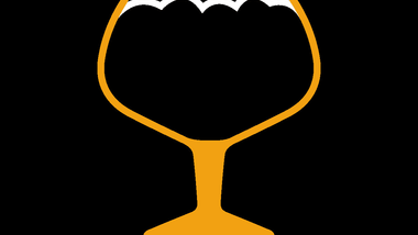 Symbol eines gefüllten Kelchglases auf schwarzem Hintergrund.