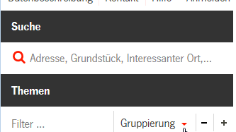 Screenshot einer Website mit Navigation und Drop-down-Menü.