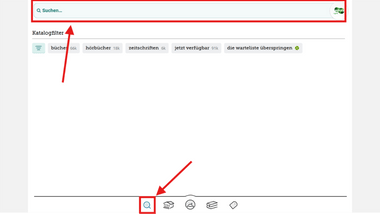 Screenshot mit Lupen-Symbol und Suchfeld.
