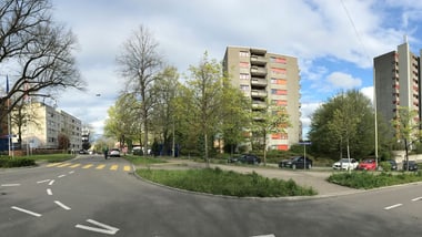 Kreuzung Talacker-/Römerstrasse im Bereich der Baulinienrevision bei der Siedlung Unteres Bühl .