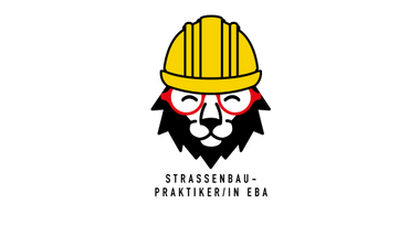 Illustration eines Löwenkopfs mit Bauhelm und Brille.