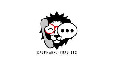 Grafik eines Löwenkopfs mit Brille und Sprechblase.