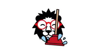 Karikatur eines Löwen mit Brille und Pömpel.