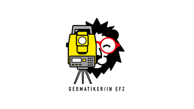 Illustration mit gelbem Vermessungsgerät und stilisiertem Löwen.