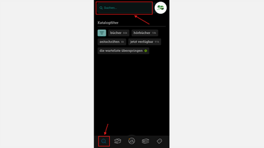 Screenshot einer Suchfunktion 
