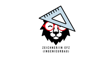 Grafik eines Löwen mit Brille und Geodreieck.