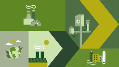 Grafik mit Illustrationen zu den Tätigkeiten der Fachstelle Umwelt