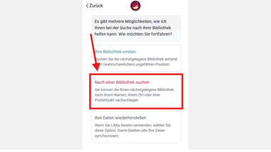 Screenshot einer App mit hervorgehobenem Suchfeld.