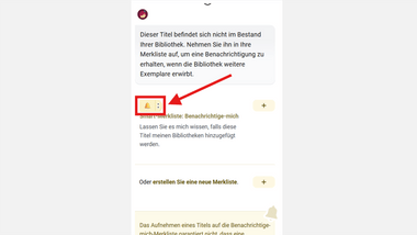 Screenshot der Smart-Merkliste mit Glocken-Symbol
