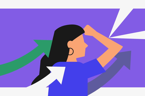 Illustration einer Person mit Pfeilen um sie herum.