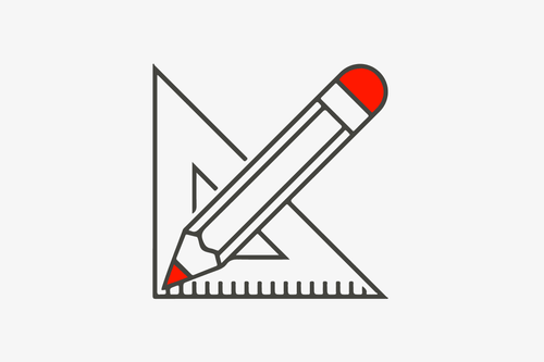 Zeichnung von einem Bleistift und einem Geodreieck.