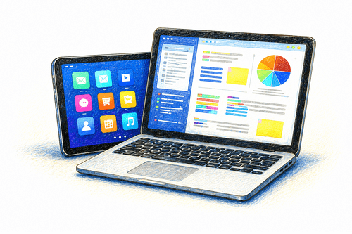 Laptop und Tablet