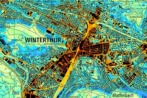 Stadtplan Winterthur (Layer nächtliche Temperatur)