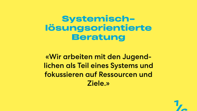 Gelber Hintergrund mit blauem und schwarzem Text.