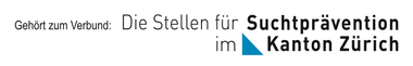 Textlogo mit dem Schriftzug 'Suchtprävention Kanton Zürich'.
