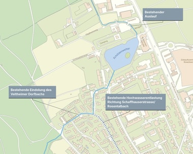 Karte mit bestehende Situation Veltheimer Dorfbach