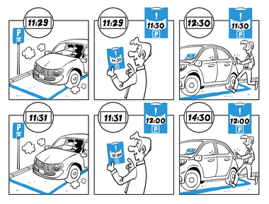 Anleitung zum Stellen der Parkscheibe