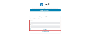 Anmeldebildschirm von PUPIL Connect im Web-Browser