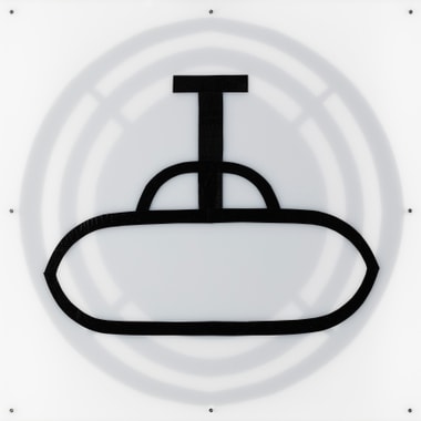 Schwarzes U-Bahn-Symbol auf weissem Hintergrund.